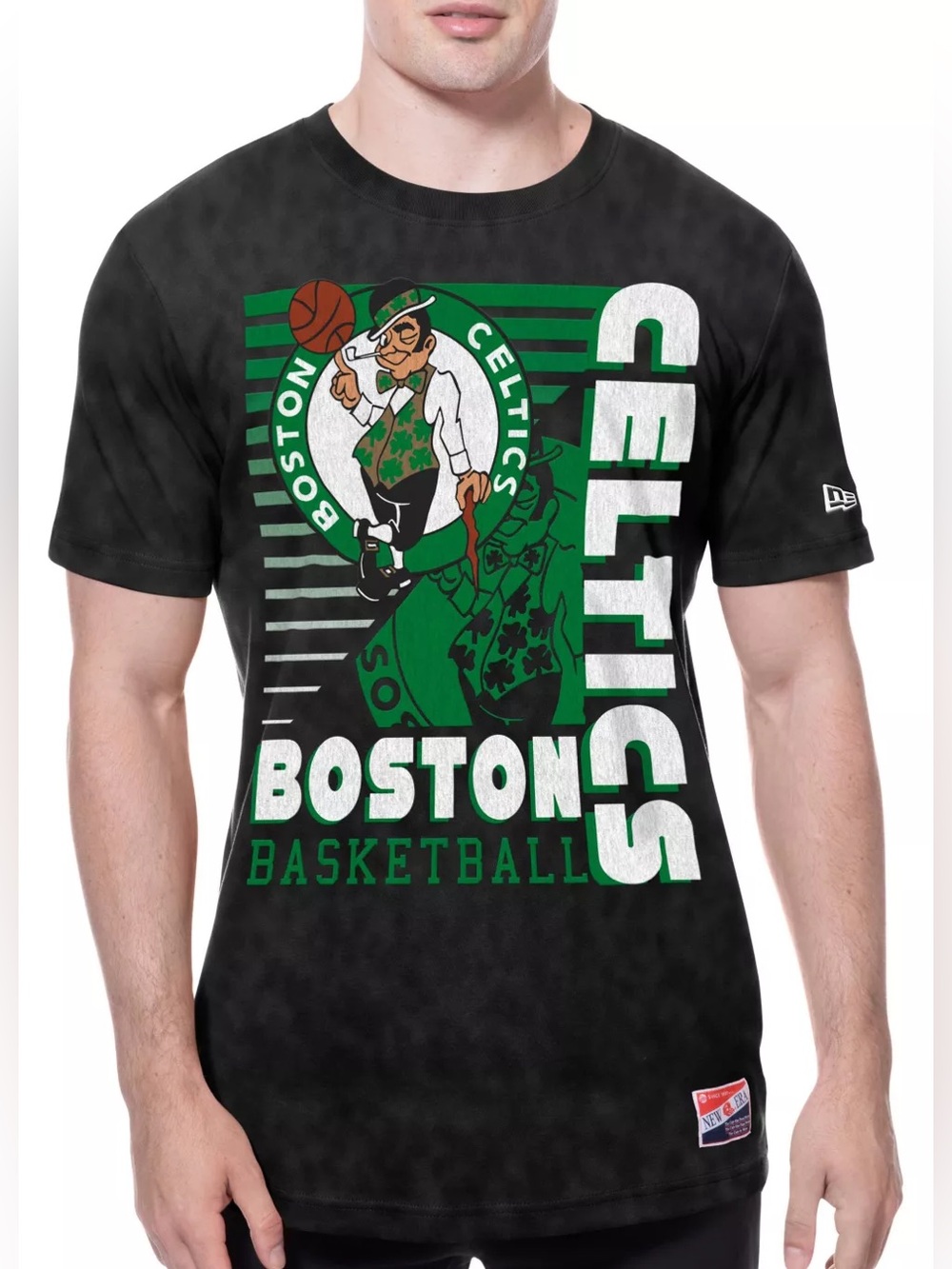 New Era Men's Boston Celtics Black Throwback Washed T-Shirt NWT Size Large